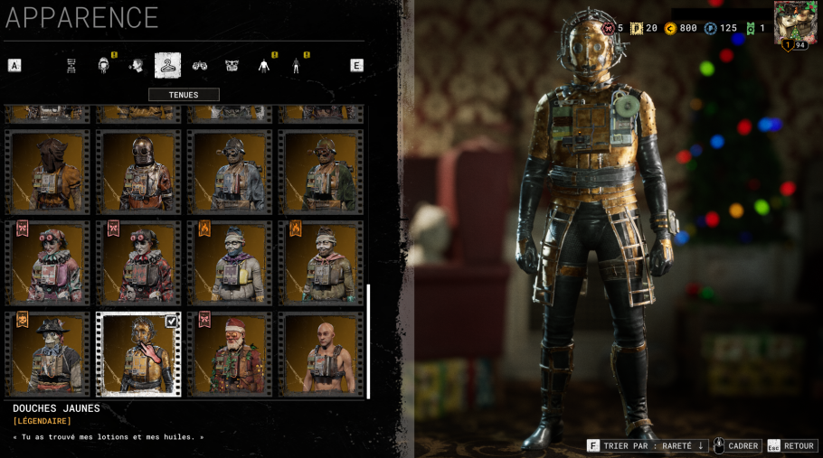 Aperçu de la tenue depuis l'inventaire