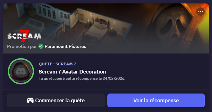 Quête Discord Scream 7
